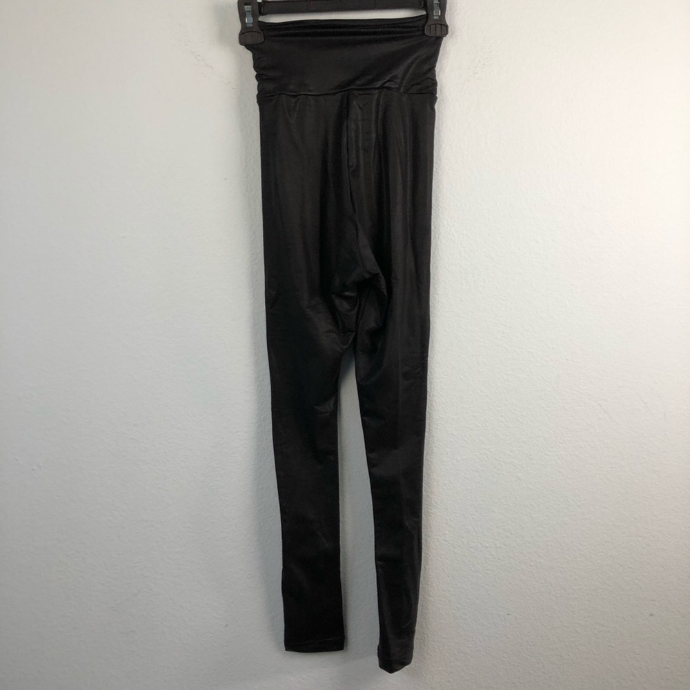 American Apparel Black Faux Leather Leggings High - Picture 6 of 8